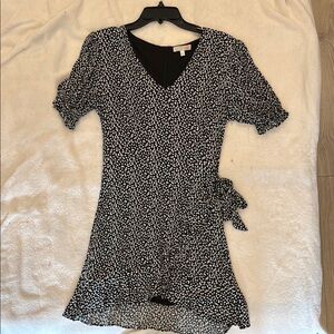 Black and White Printed Wrap Dress